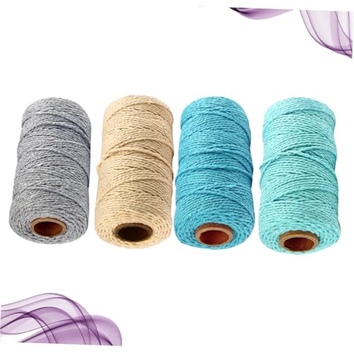 Cuerda de algodón de 2 mm resistente y maleable de 4 rollos mixtos para manualidades sin esfuerzo 5