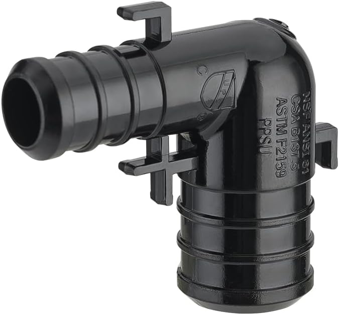 (Pack of 10) EFIELD Poly PPSU Barb Pex Crimp Fitting 3/4" X 1/2" Reducing Elbow With Position Tab, ASTM F2159