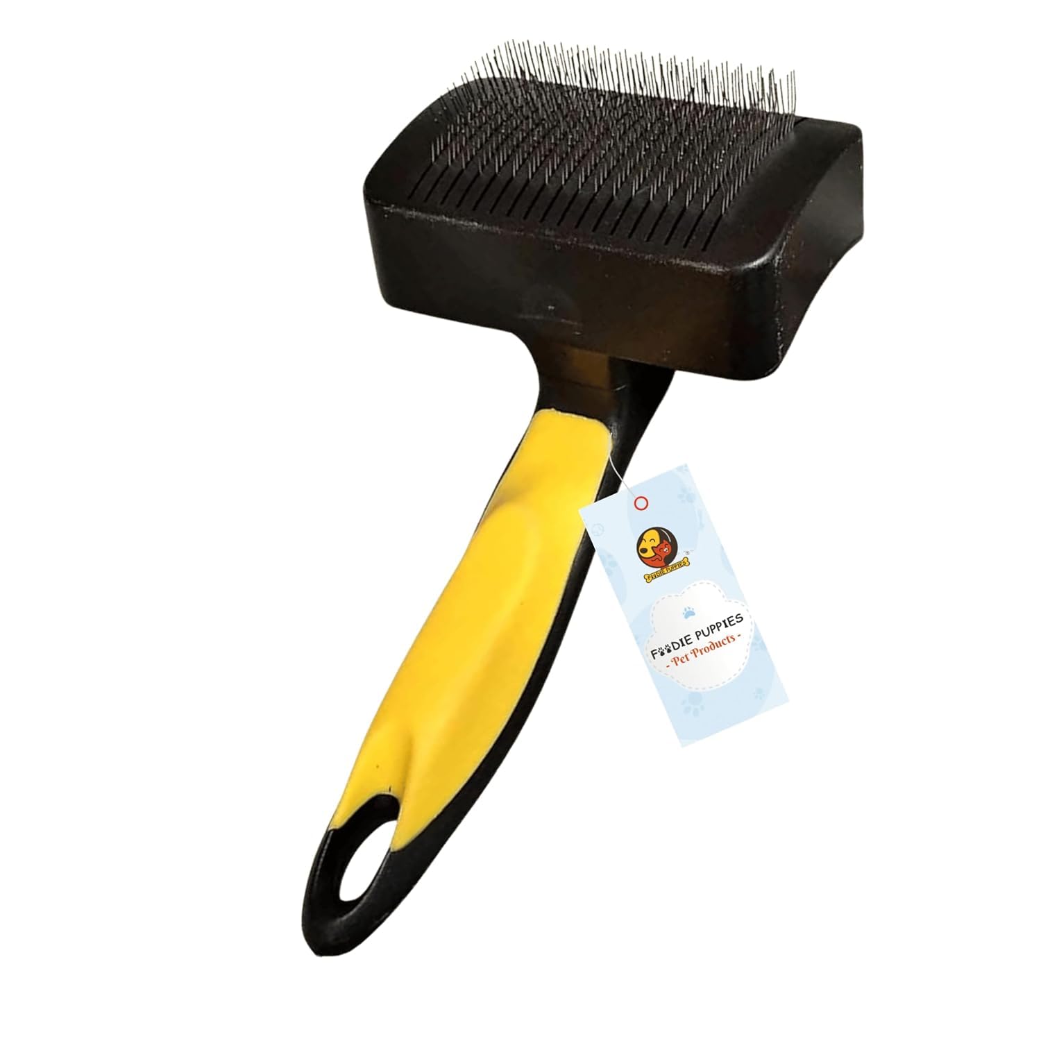 Foodie Puppies Pet Grooming Slicker Brush for Puppies, Dogs, and Cats - (Medium) | Removes Loose Undercoat Mats and Tangled Hair | Massaging Tool for Long and Short Hair (Color May Vary)