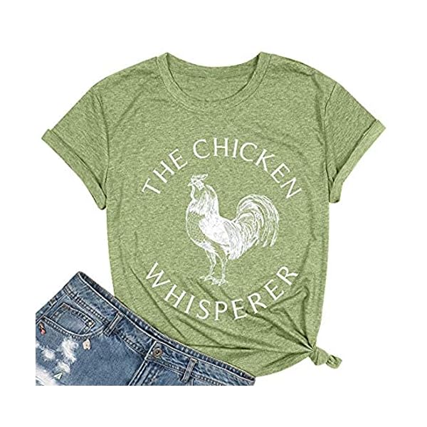 The-Chicken-Whisperer-Shirt-for-Women-Cute-T-Shirts-Funny-Grphic-Mom-Life-Tees-Tops-Farm-Country-Casual-Tshirt The Chicken Whisperer Shirt for Women Cute T Shirts Funny Grphic Mom Life Tees Tops Farm Country Casual Tshirt (Green-1, M)