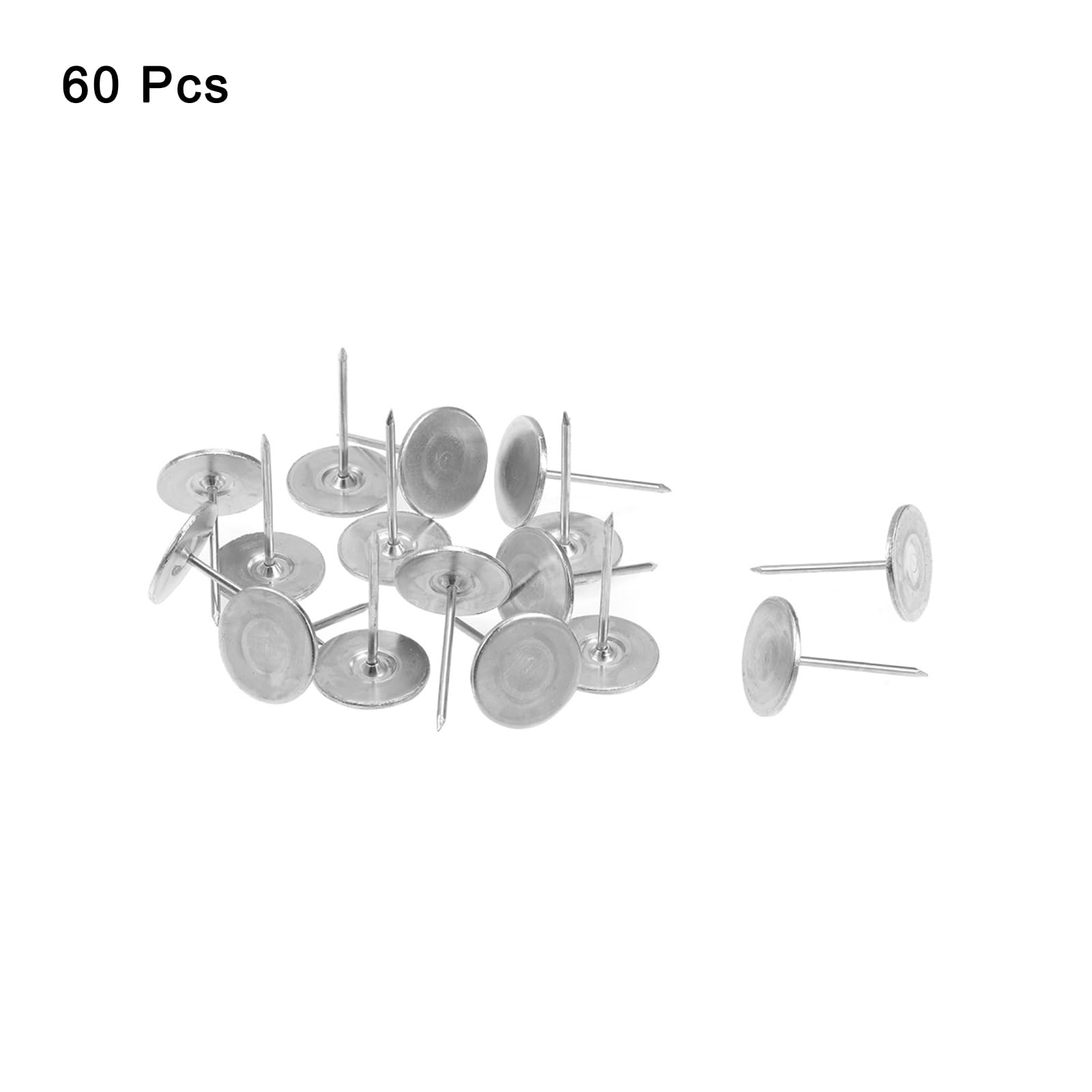 QUARKZMAN 60Pz Chiodi per Tappezzeria, Testa Piatta 19mmx30mm Puntine da Disegno Chiodi Decorativi per Lavagna Sughero Mobili, Puntine per Mobili, Divani, Testate, Argento