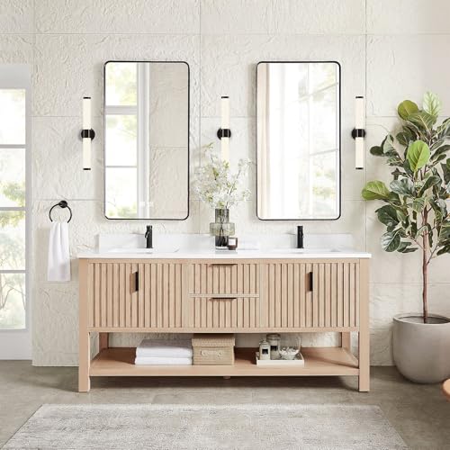 ZGNBSD 84IN Bathroom Vanity with Sink - Freestanding Warm Country
