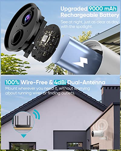 Rockspace Battery Powered Security Camera, Spotlight 2.4G Wifi Security Camera Outdoor For Home Security, 1080P Outdoor Wifi Security Camera With Color Night Vision, Motion Detection, Ip65 Waterproof #TOP5