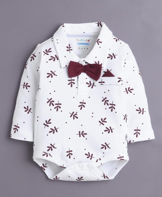 Image of BUMZEE Baby Boys Regular Fit Full Sleeves Collar Neck Cotton Bodysuit Set