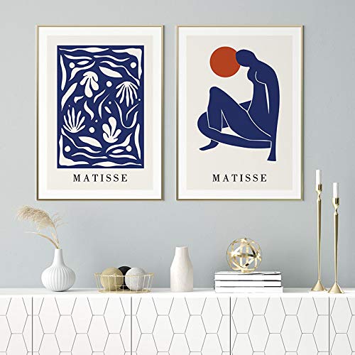 Matisse silhouette bleu rêves affiche pour salon moderne lot de deux tableaux chambre