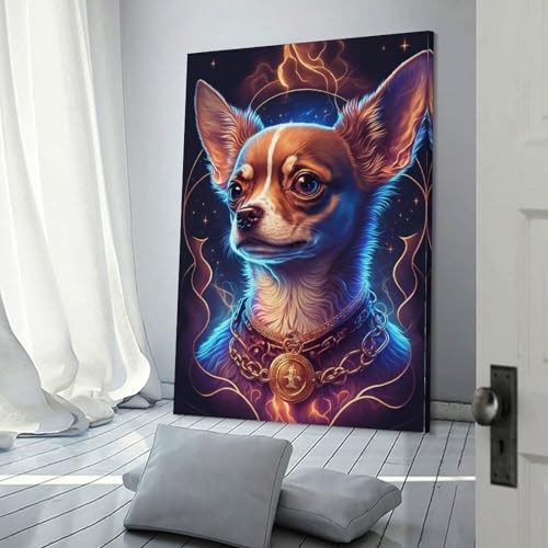 Toile chien Chihuahua décoration murale salon et chambre ado 30x45