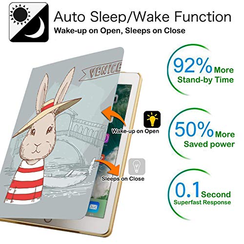 Image of DuraSafe Cases for iPad Mini 7.9 Inch 3rd 2nd 1st Gen [ Mini 3 Mini 2 Mini 1 ] A1599 A1489 A1432 A1599 A1489 A1432 MGNR2HN /A Ultra Slim Printed Smart PU Leather Flip Folio Book Cover - Bunny Hat