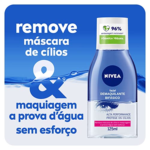 NIVEA Demaquilante Facial Bifásico 125ml - Composto com Óleo de Girassol, retira até a maquiagem à p