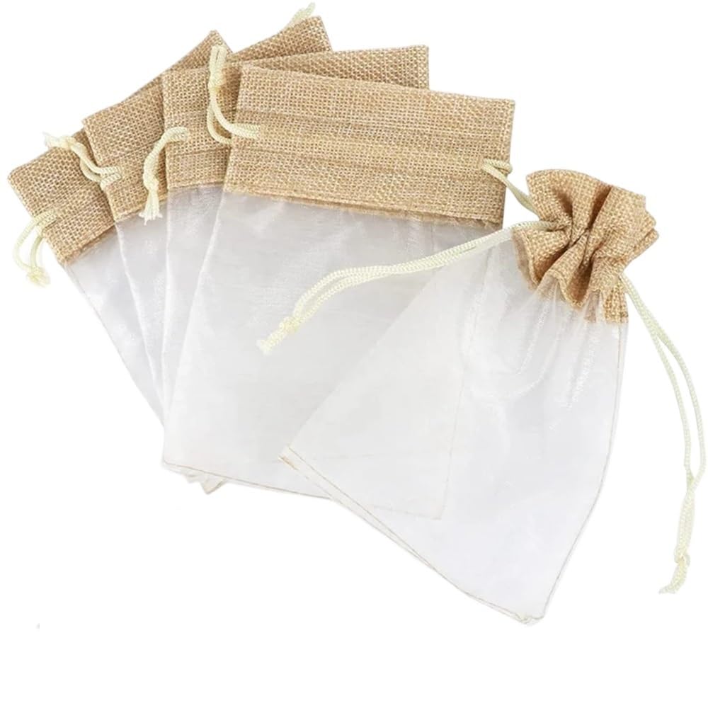 50 sztuk/partia Ślubne Przezroczyste Organza Torby Do Pakowania Prezentów Nadające Się Do Pakietu Upominków Na Imprezę Bożonarodzeniową Małe Woreczki Ze Ściągaczem 10x15 cm