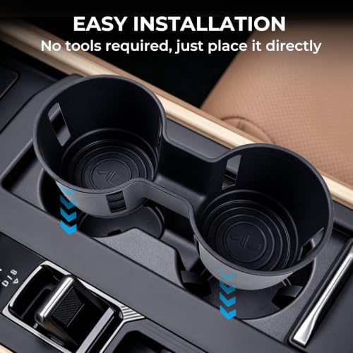 Image of Center Console Cup Holder Inserts for Lexus ES /ES350e /ES350h /ES500e 2026+, Interior Accessories Silicone Car Cup Holders Covers Protector for 2026+ ES, Black