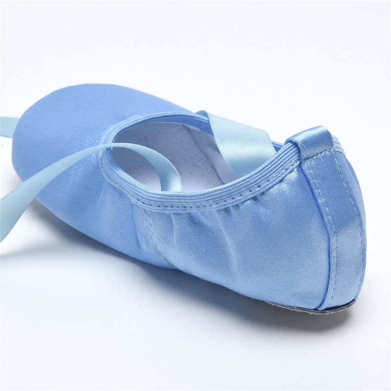 WENDYWU Girls Ballet Dance Shoes Purple Flat Slipper with Ribbon4