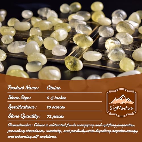 Image of Polished Citrine Crystals Quartz - 72 Pcs, 0.5 inch 10 oz Handpicked Tumbled Gemstones Rocks Jasper, Pebbles for Reiki, Chakra, Healing and Decoration