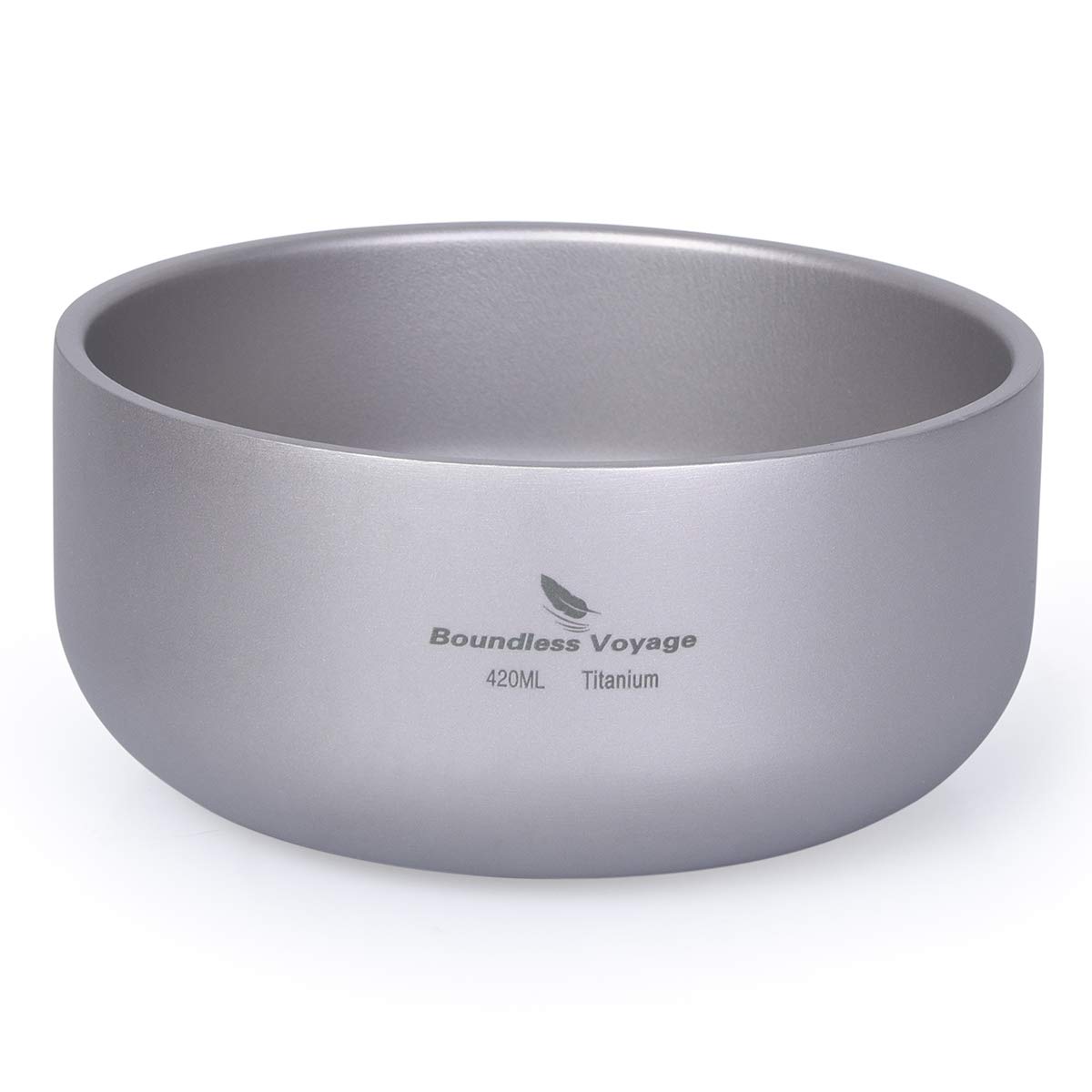 Boundless Voyage Ciotola a doppia parete in titanio, 420 ml, stile moderno, rotonda, leggera, anti-scottatura, adatta per adulti e bambini, per uso esterno e quotidiano