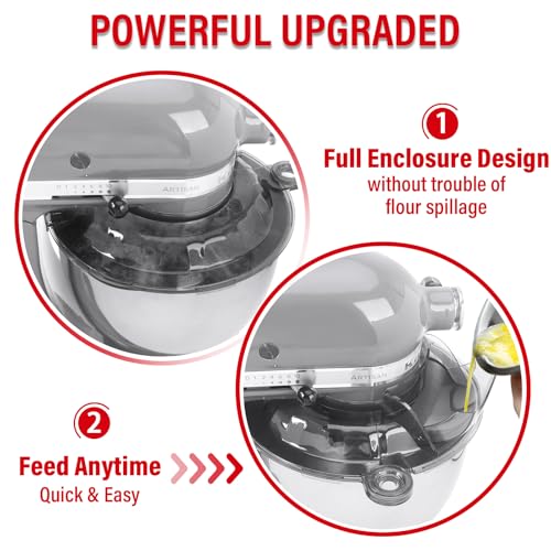 Image of Pouring Shield for KitchenAid Tilt Head 4.5-5 QT (for Stainless Steel Bowls Only), for Kitchen aid Accessories and Attachments, Fully Enclosed Foldable Lid Mixer Bowl Cover, Not For Bowl Lift (Gray)