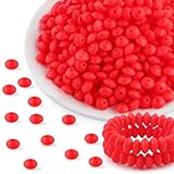 300 cuentas de lentejas de silicona de 12 mm, cuentas espaciadoras de silicona para collares, pulseras, llaveros, bolígrafos, manualidades (rojo escarlata)