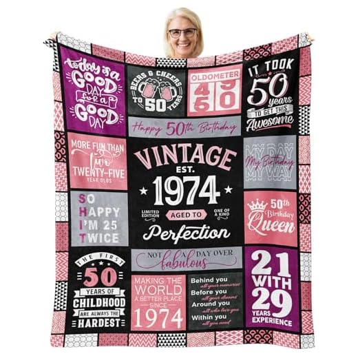 50th Birthday Gifts for Women Throw Blanket 60" x 50", 50 Year Old Birthday Gifts for Women, Best 50th Birthday Gifts for Her, 50 Birthday Gift Ideas, 1974 Birthday Gift for Woman, Gift for Turning 50