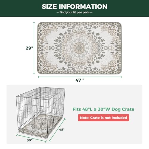 Image of FXW Washable Pee Pads for Dogs, Puppy Pads with Super Absorbent, Specifically Designed for 48inch Cages, 29 inch x 47 inch Rectangle, Boho, 2 Packs