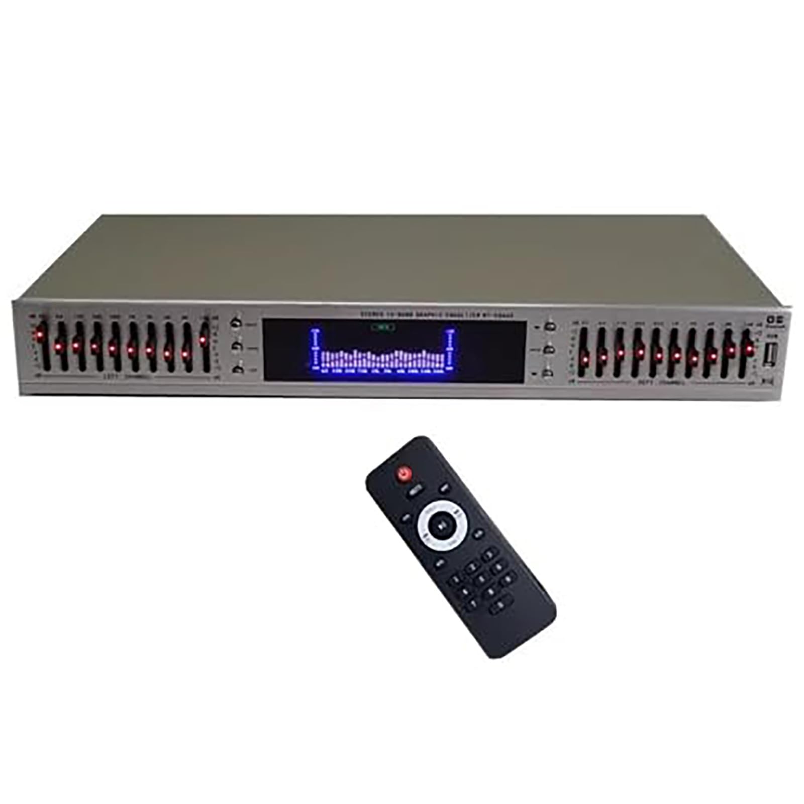 Equalizzatore audio digitale, equalizzatore audio HiFi a 20 bande con display a LED di frequenza e telecomando per registrazione in studio e home theater