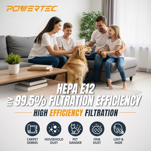 Image of POWERTEC Type U 3D Airclean Vacuum Bags for Miele, 4 Pack Bags & 2 Filters, Replacement Filter Bags for Miele S7000-S7999 Upright and Dynamic U1 Series Vacuums (75144)