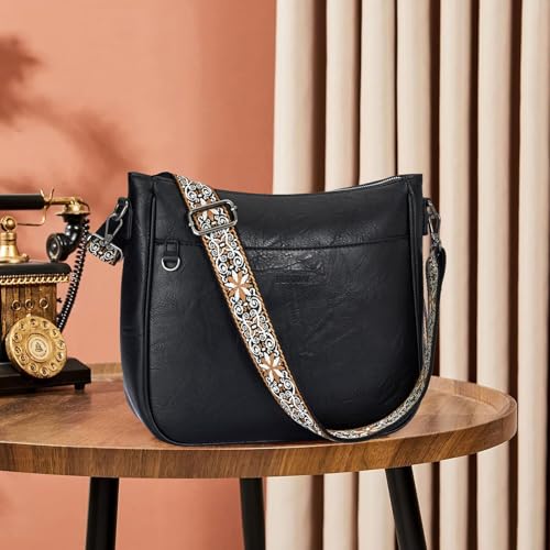 Image of 2PCS /Set Crossbody Bags for Women,Vegan Leather Hobo Purse Wallet For Women Set,Shoulder Bags With 2 Adjustable Strap