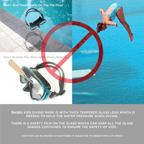 Berallo KIDS SNORKEL DIVING MASK Kids Snorkel Gear Diving Mask Anti-Fog And Anti-Leak Snorkeling Goggles Swimming Glasses Waterproof Durable Tempered Glass Swim Mask For Children 4-14 Age  thumb #5