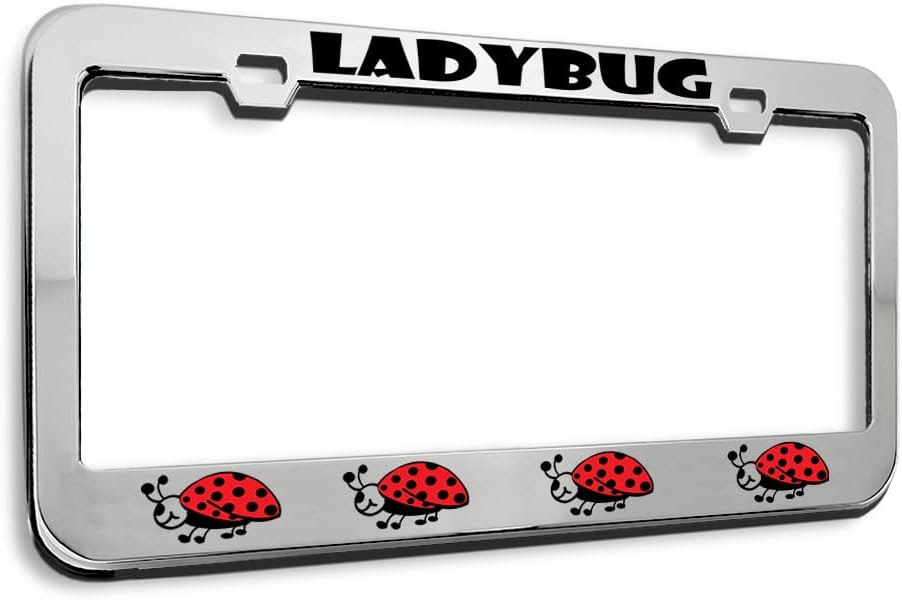 Speedy Pros Metal License Plate Frame Ladybug Ladybugs Red Animal Metal Tag Holder Car Accessories Stainless Steel 2 Holes 1 Frame