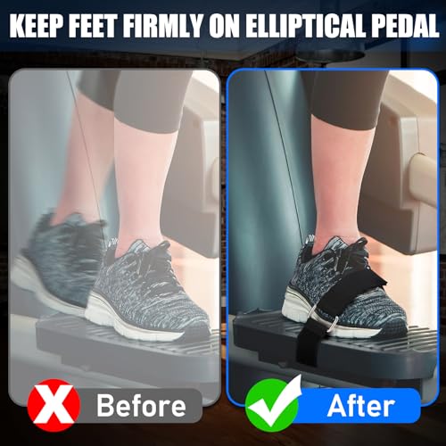 TOBWOLF 4PCS Ellipse Leg Exerciser Machine Pedal Straps, Adjustable Elliptical Trainer Straps for Under Desk, Elliptical Peddler Foot & Leg Training Strap for Fitness Home Sports Office Accessories
