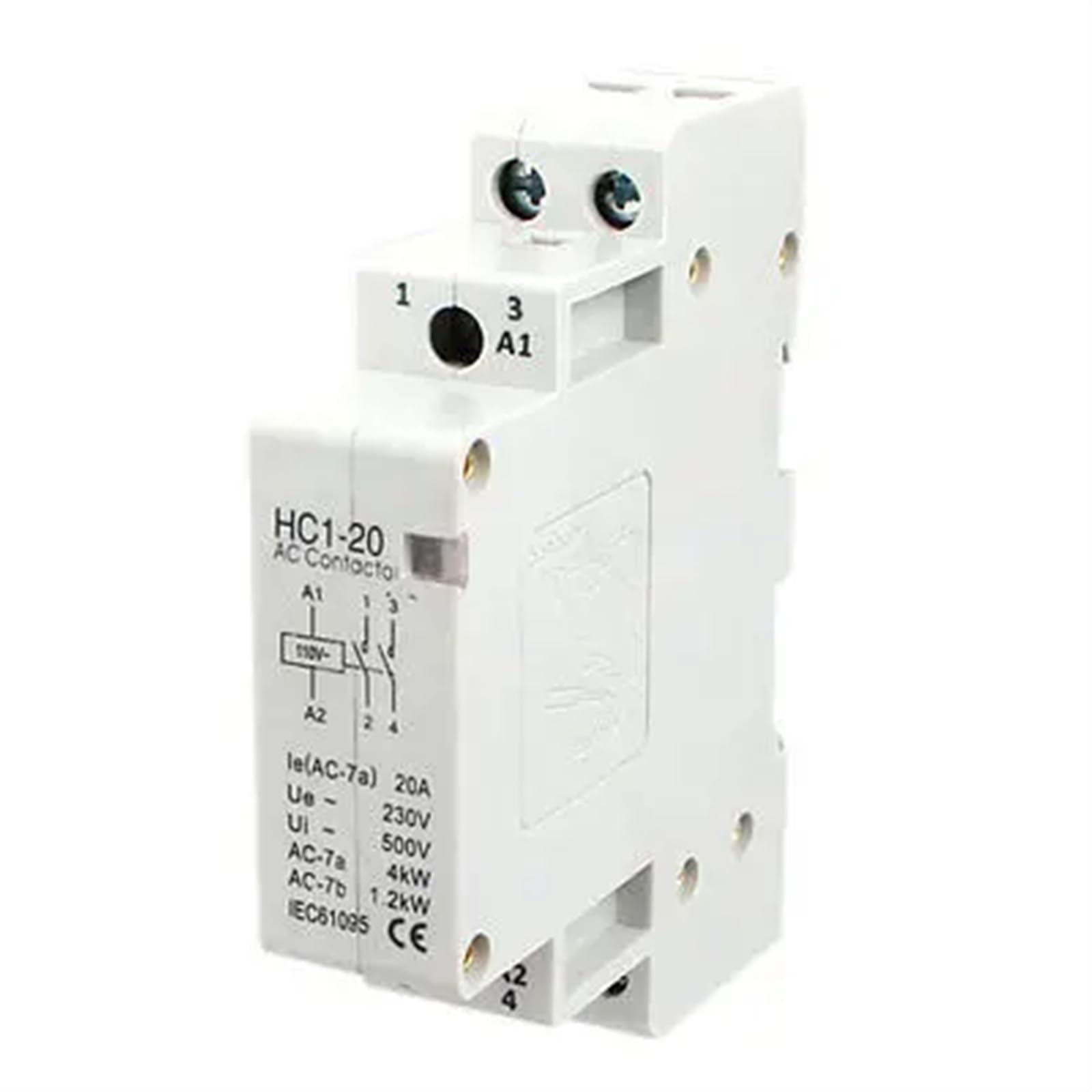 YFHGULBTK 110V 20A 35mm DIN Rail Mount 2 Pole Definite Purpose AC Contactor