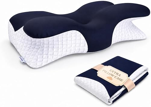 Ergonomic Memory Foam Pillow for Neck and Shoulder Pain — Orthopaedic Cervical Contour Pillow for Side, Back & Front Sleepers | Neck Support Pillow with 2 Pillowcases Included
