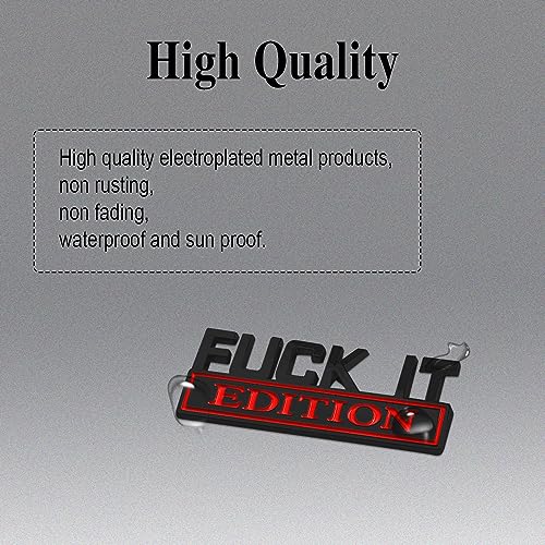 Image of Fuck IT Edition Emblem, Car Exterior Emblems Badge 3D Sticker Decal, Fuck-IT Edition Emblem 3D Fender Badge Decal, 3D Fender Badge Decal Car Truck Replacement, Fit for All Cars (Black Red 1)
