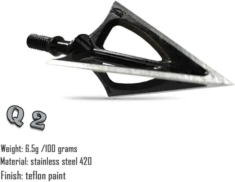 Archery Broadheads 100Grain Hunting 3Fixed Blade Arrow Heads for Crossbow and Compound BowPack of 12…