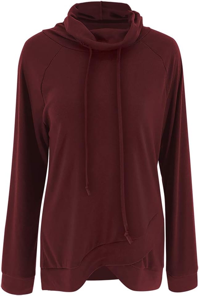 Fallorchid Womens Cowl Neck Tunic Tops Long Sleeve Pullovers Casual Drawstring Sweatshirts - Image 3