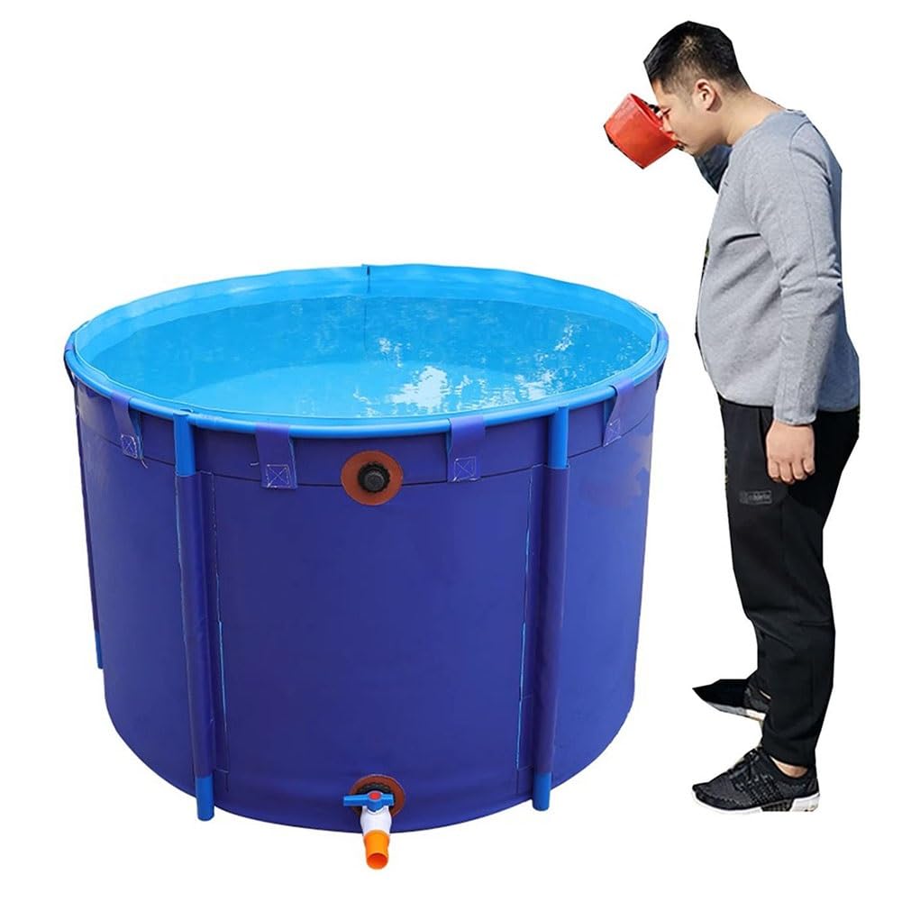 Piscina fuori terra, stagno rotondo in tela con rivestimento flessibile in PVC per acquario, per Koi/Fish (blu, 3,5 x 0,8 m), ideale per giardini acquatici all'aperto