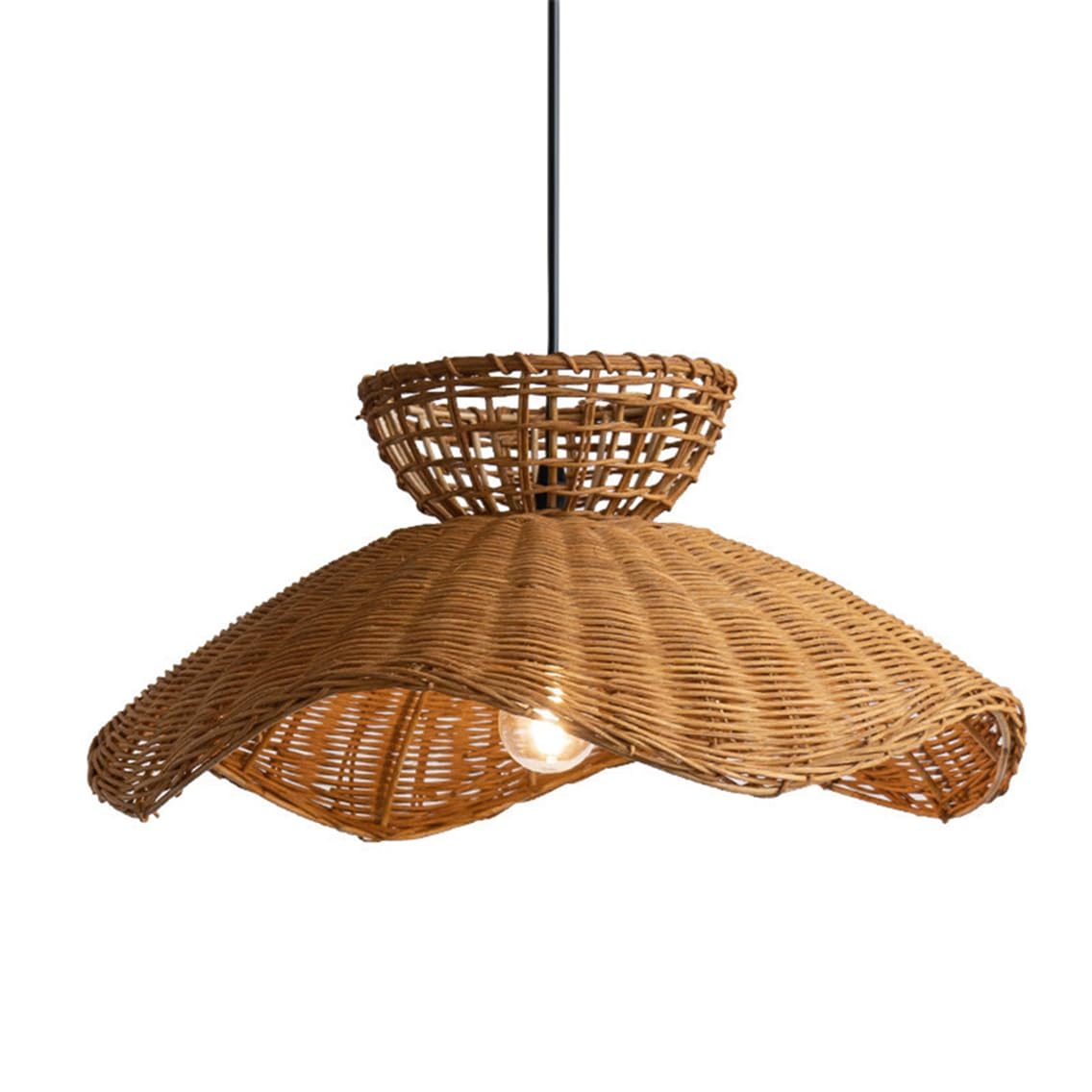 CSSYKV Tropical Southeast Asia Style Rattan Light Fixture Vintage Rattan Cage Pendant Lamp Farmhouse Lighting Fixtures Wicker Hanging Ceiling Lamp for Dining Room Bedroom Sunroom Kitchen Island