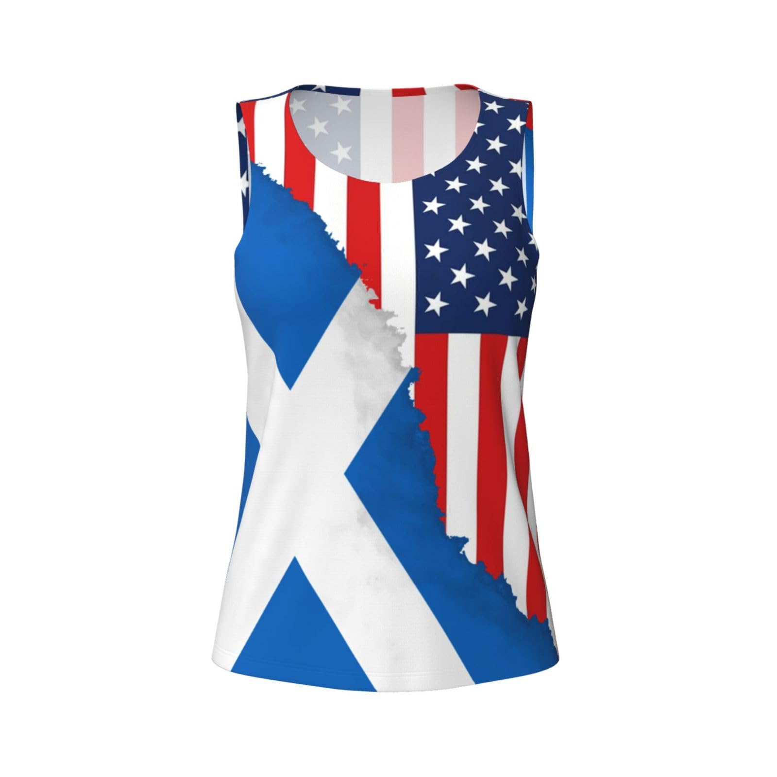 Peiyeety Women's Black Scotland America Flag Workout Tank Tops Athletic Sports Tank Top Breathable Sleeveless Shirt Soft Camisole
