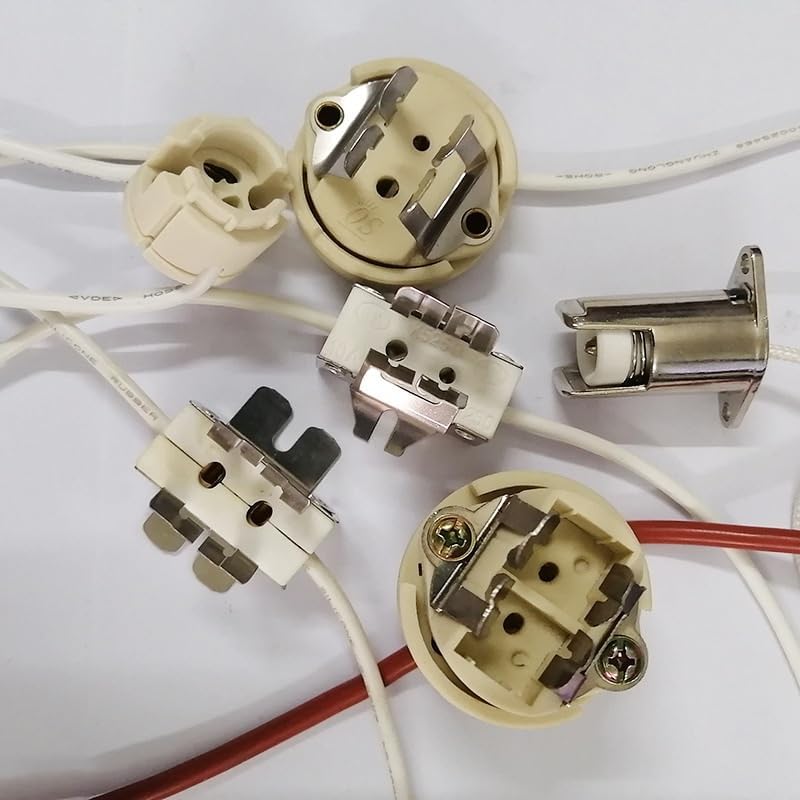 GY9.5 Ceramic lamp Holders with Large and Small feet, high Temperature Resistant lamp Holders,(2PCS,High Voltage Silicone Wire)