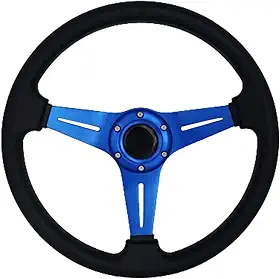 Volante de Corrida de 13,8' com Liberação Rápida para Volante Esportivo de Carro À Deriva, Couro Sintético e Raios de Alumínio com Botão de Buzina (Azul)