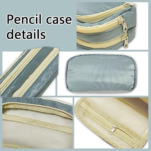 Liujiami Pencil Case Large Capacity 3 Compartments School Student Stationery Organiser for Kids Adults Office Makeup Cosmetic Bag Blue - Image 4