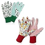 Grantop Gardening Gloves for Women Set,2 pairs Comfortable Gardening Working Gloves for Ladies Women,Floral Garden Gloves with Elastic Cuffs and Non-Slip for Yard, Fishing, Camping.