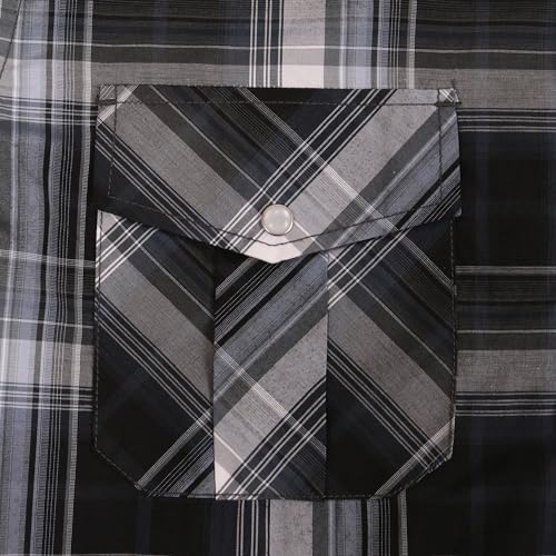 Pearl snap Men's Western Cowboy Short Sleeve Button Up Down Casual Work Shirts4