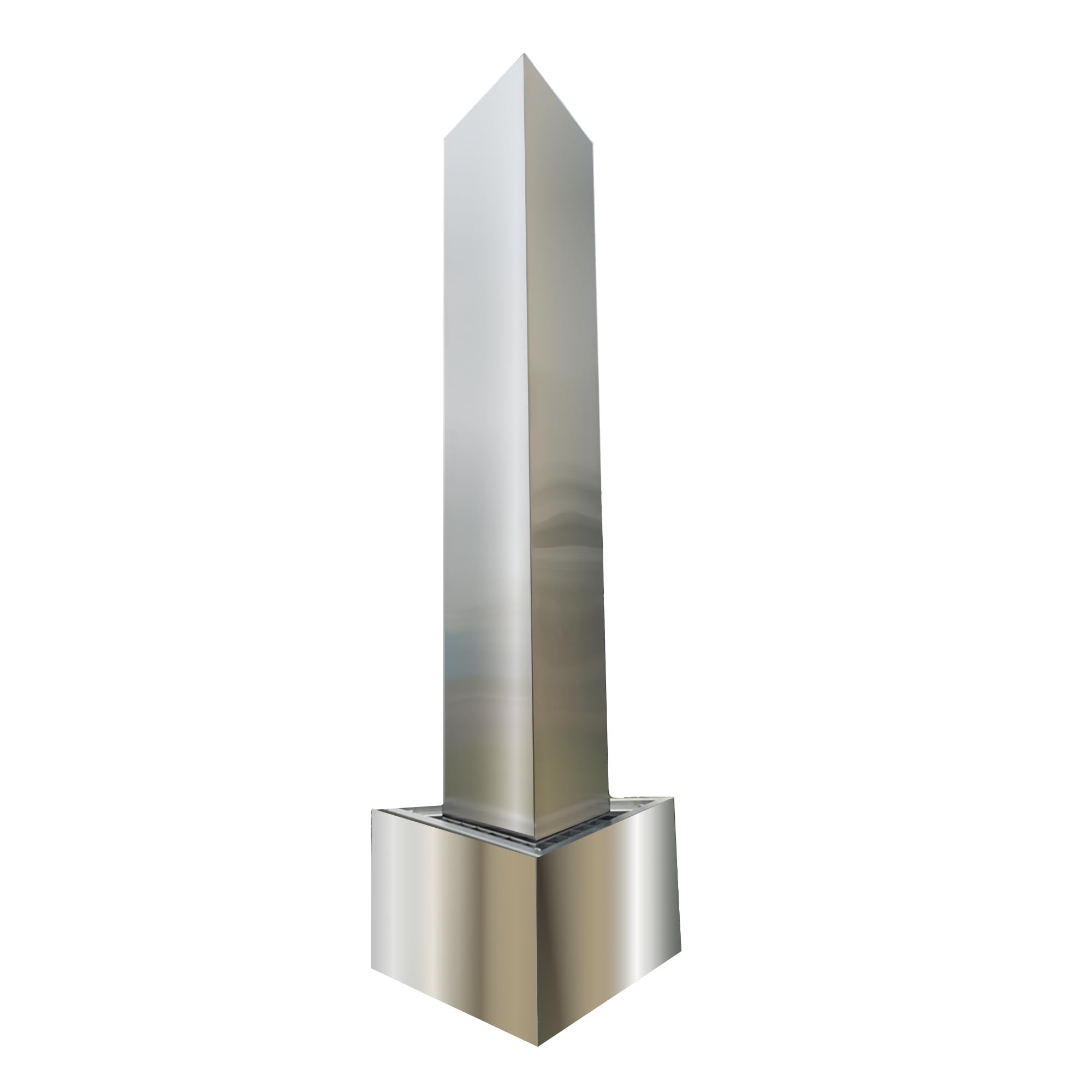 Köhko® Dreieckige Säule H200cm mit integrierte LED-Beleuchtung auf Dreieckige Edelstahl Becken Matte Gartenbrunnen aus Edelstahl