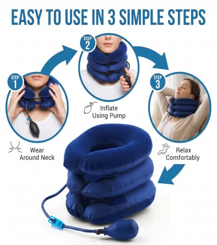 Image of Enclave Neck Pain Relief Relaxer, Cervical Neck Traction Device and Collar Brace for Cervical Spine Alignment Chiropractic Pillow Stretcher 3 Layer Neck Relaxer (Blue)
