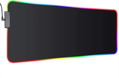 Alfombrilla de mouse grande RGB para juegos para escritorio, alfombrilla de mouse LED, 7 colores de iluminación y 3 modos dinámicos, alfombrilla de