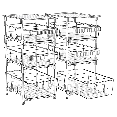 2 Set, 4 Tier Medicine Cabinet Organizer with Dividers, Multi-Purpose Bathroom, Snack Food Storage Organizer Bins Drawer Organization and Storage Slide-Out, for Kitchen, Pantry, Cabinet, Bathroom 2 Set, 4 Tier Medicine Cabinet Organizer with Dividers, Multi-Purpose Bathroom, Snack Food Storage Organizer Bins Drawer Organization and Storage Slide-Out, for Kitchen, Pantry, Cabinet, Bathroom