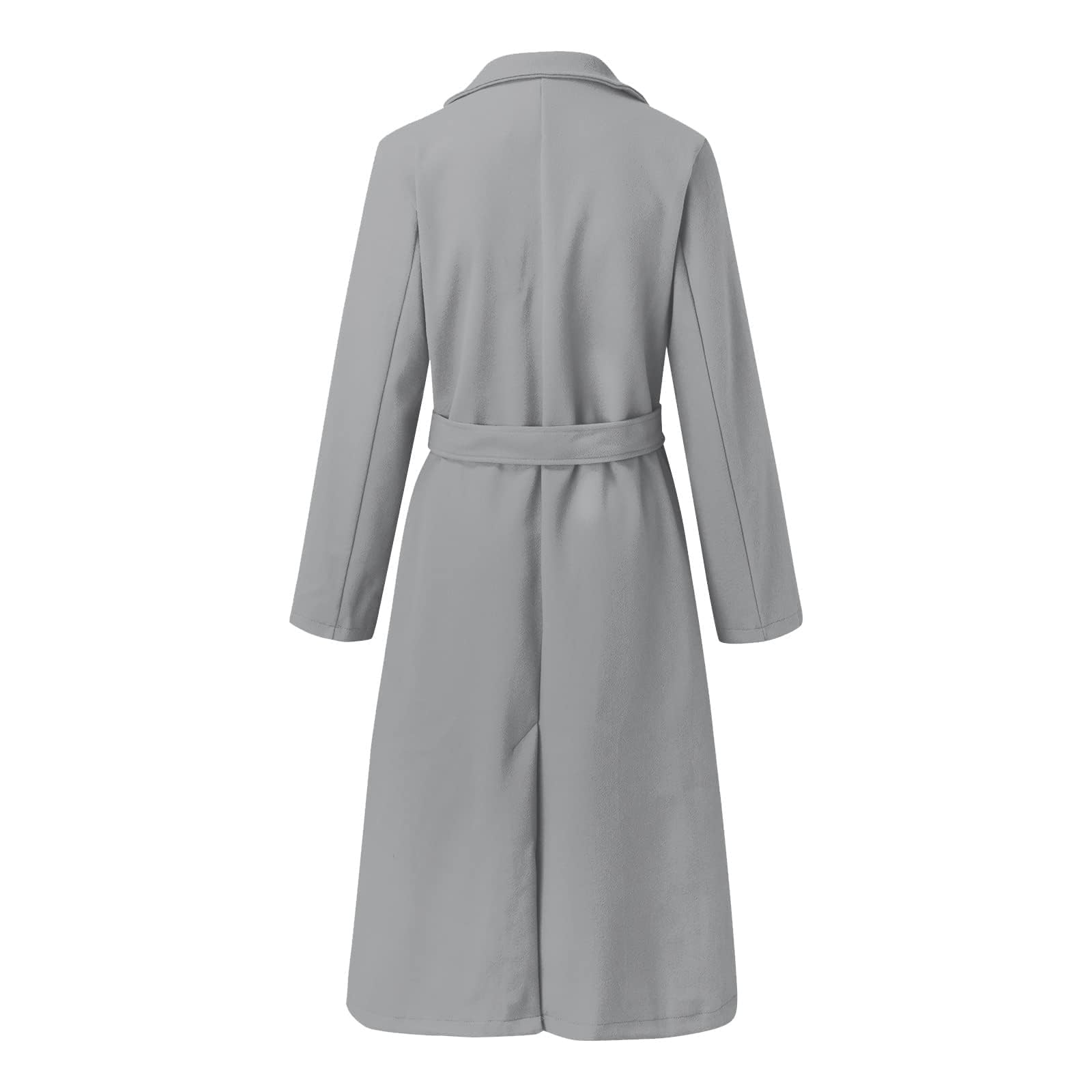 Generisch Abrigo de lana largo para mujer con cinturón y solapa, elegante gabardina para entretiempo, abrigo de invierno cálido con solapas para uso diario y negocios
