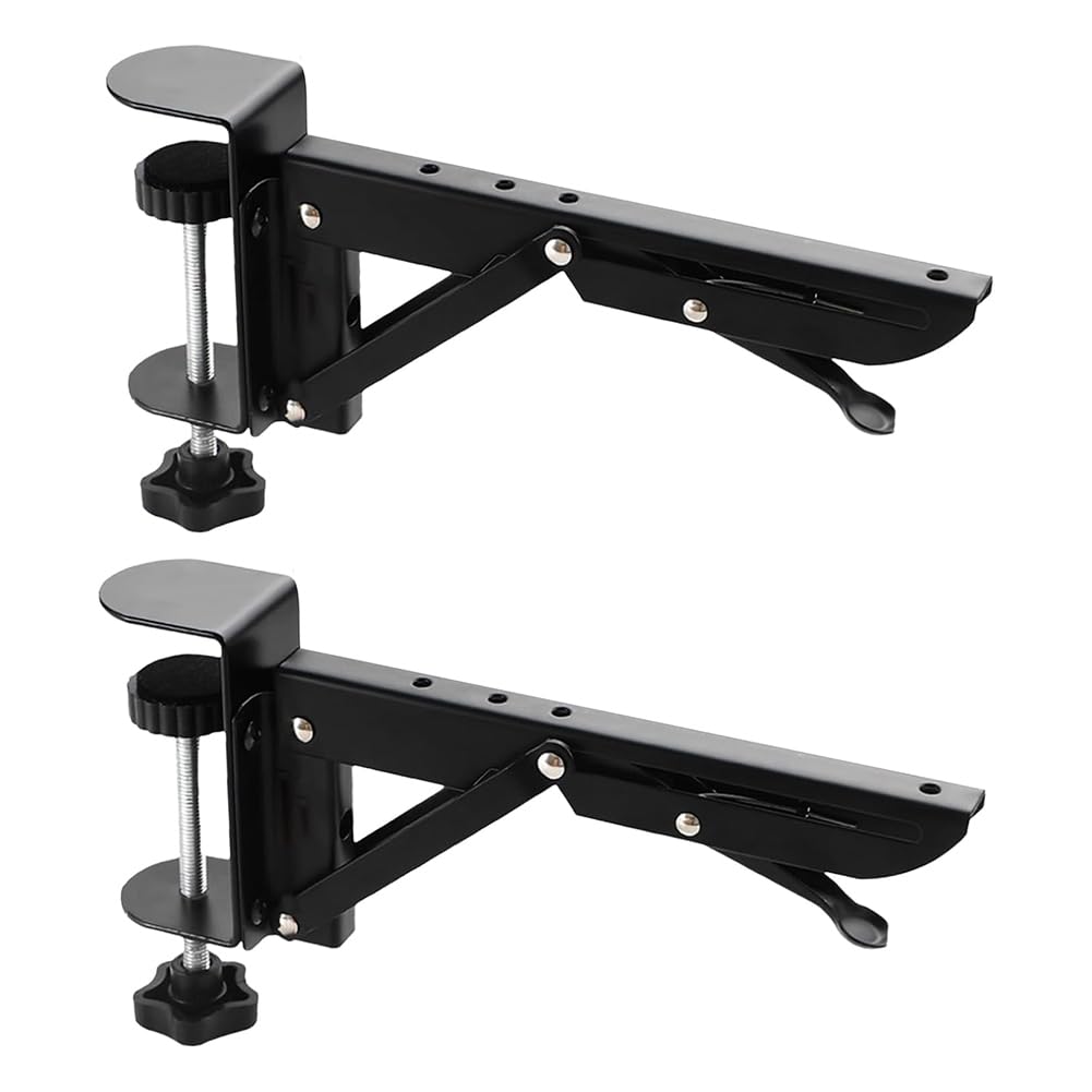 UDSKNV[KSL No Drilling Desktop Extension Brackets Desk Side Clip for Folding Keyboard Metal Keyboard Side Clip Extension Plate Rack for Home