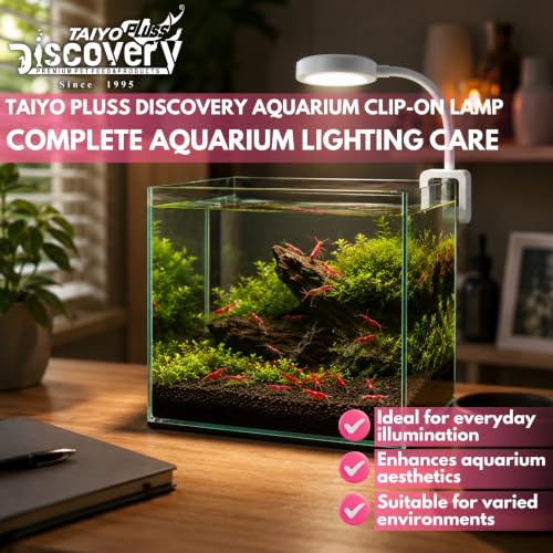 Image of Taiyo Pluss Discovery Aquarium LED Clip-On Light - 6W + Free Flakes Fish Food (10 g) | Full Spectrum Lighting | for Betta Bowls, Planted & Nano Aquariums | Suitable for 10-20 L Tanks up to 1.5 Feet