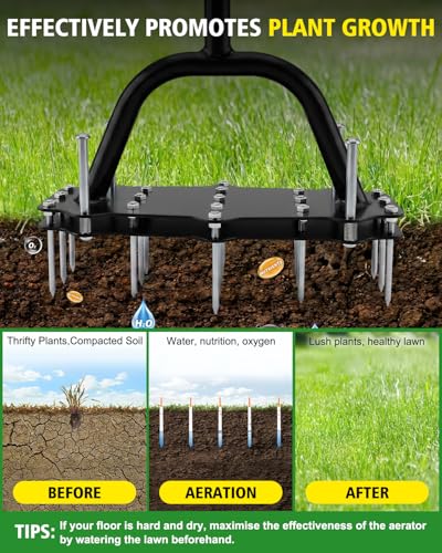 Herramienta manual para airear césped con 17 púas de acero miniatura 3