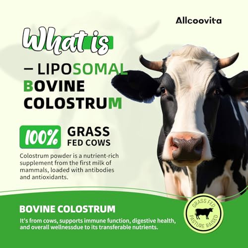Image of Liposomal Bovine Colostrum Powder - Pure Bovine Colostrum for Humans - Grass Fed Colostrum Supplement for Gut Support, Immune Health and Hair Growth,72 Servings per Bottle.180g /6.35 oz