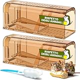 TAKRINK Trappola per Topi, Trappole Topi Umanitaria, Set di 2 Trappola Viva Riutilizzabile per Topi e Piccoli Roditori, Non Tossica, Facile da Pulire per Casa, Giardino, Garage Color caffè